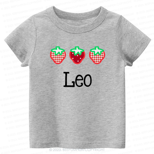 Strawberry Picking Applique Shirt For Kids