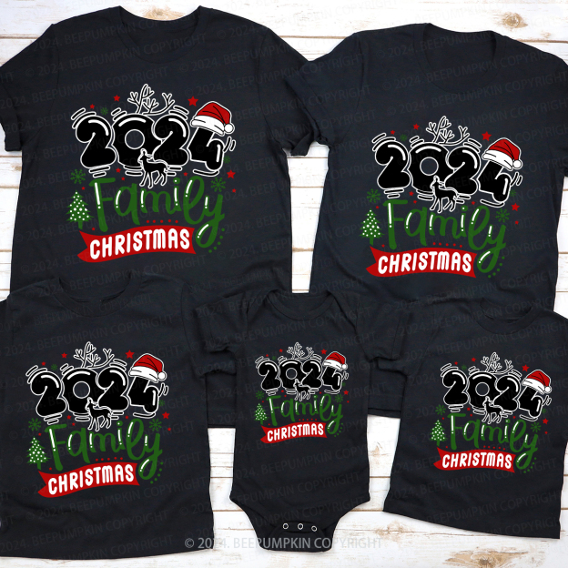 Christmas Hat With 2024 Family Matching Shirts