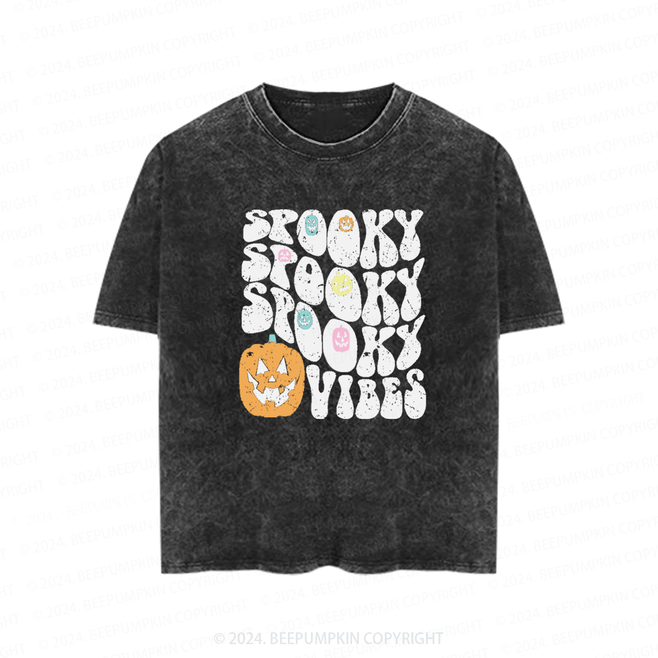 Spooky Vibes Halloween Toddler&Kids Washed Tees          