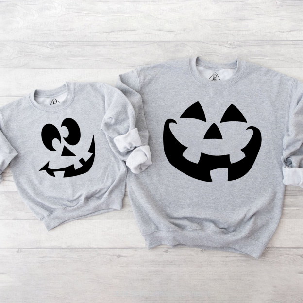  Halloween Pumpkin Face Family Matching Sweatshirt