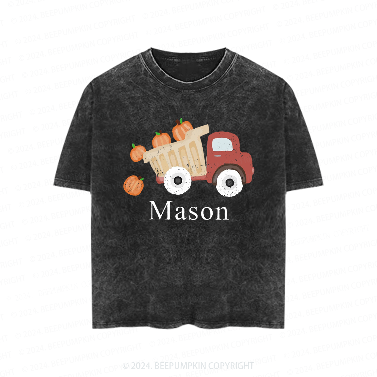 Personalized Pumpkin Truck Toddler&Kids Washed Tees          