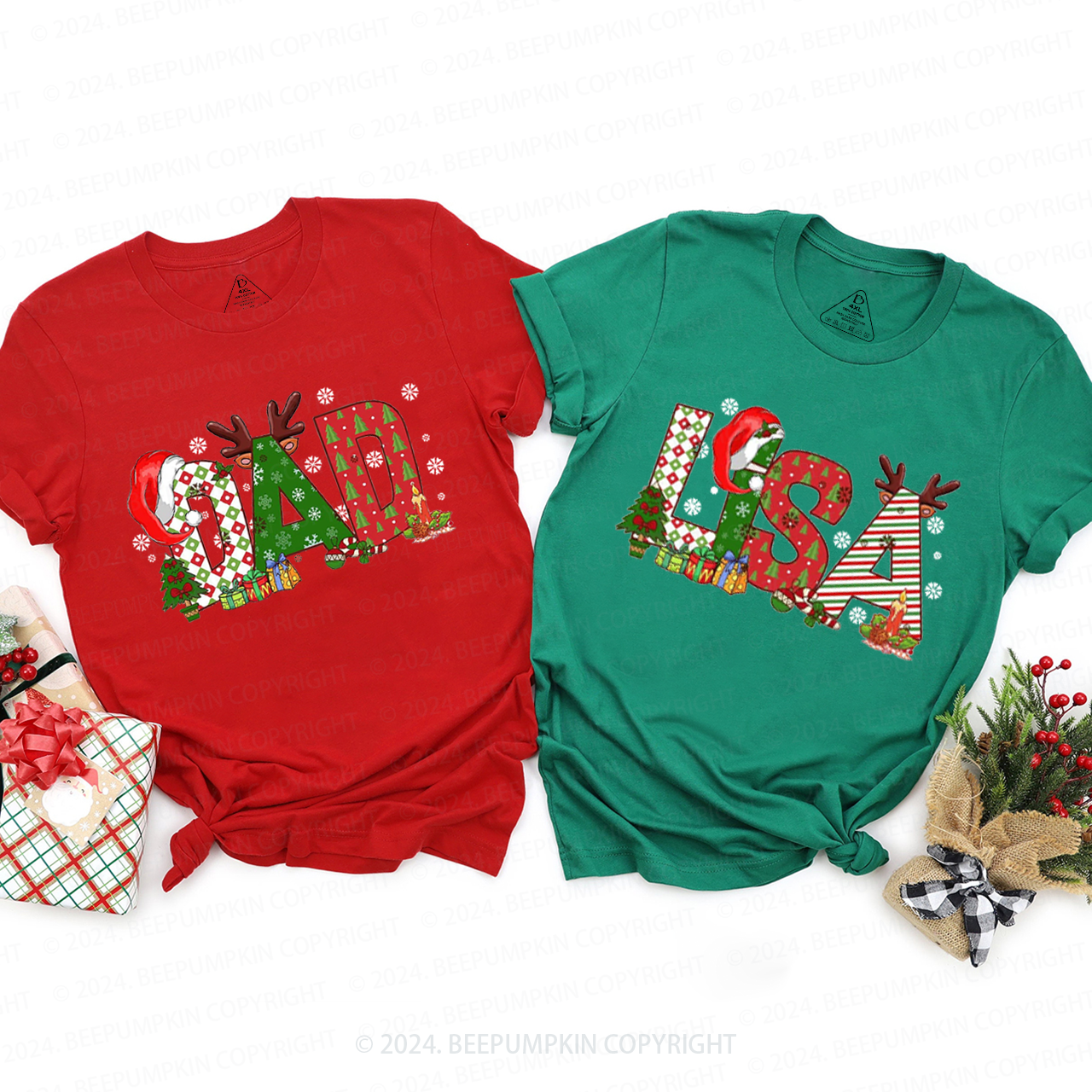 Personalized Color Christmas Nam Family Matching T-Shirts Beepumpkin