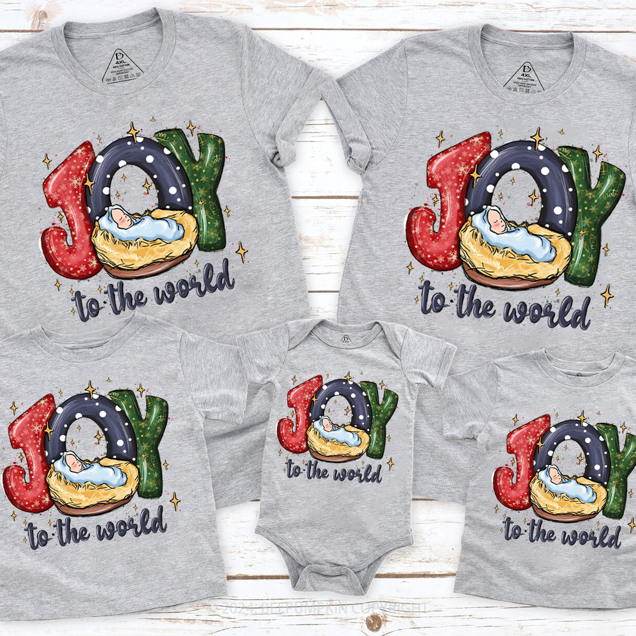 Joy To The World Family Matching T-Shirts Beepumpkin