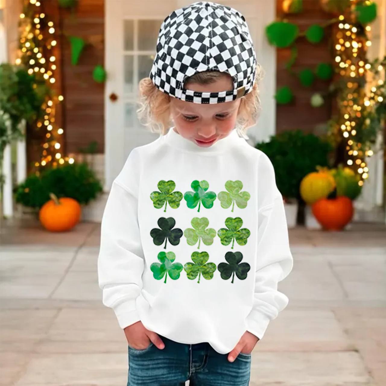 Watercolor Clover St. Patrick's Day Kid's Sweatshirt