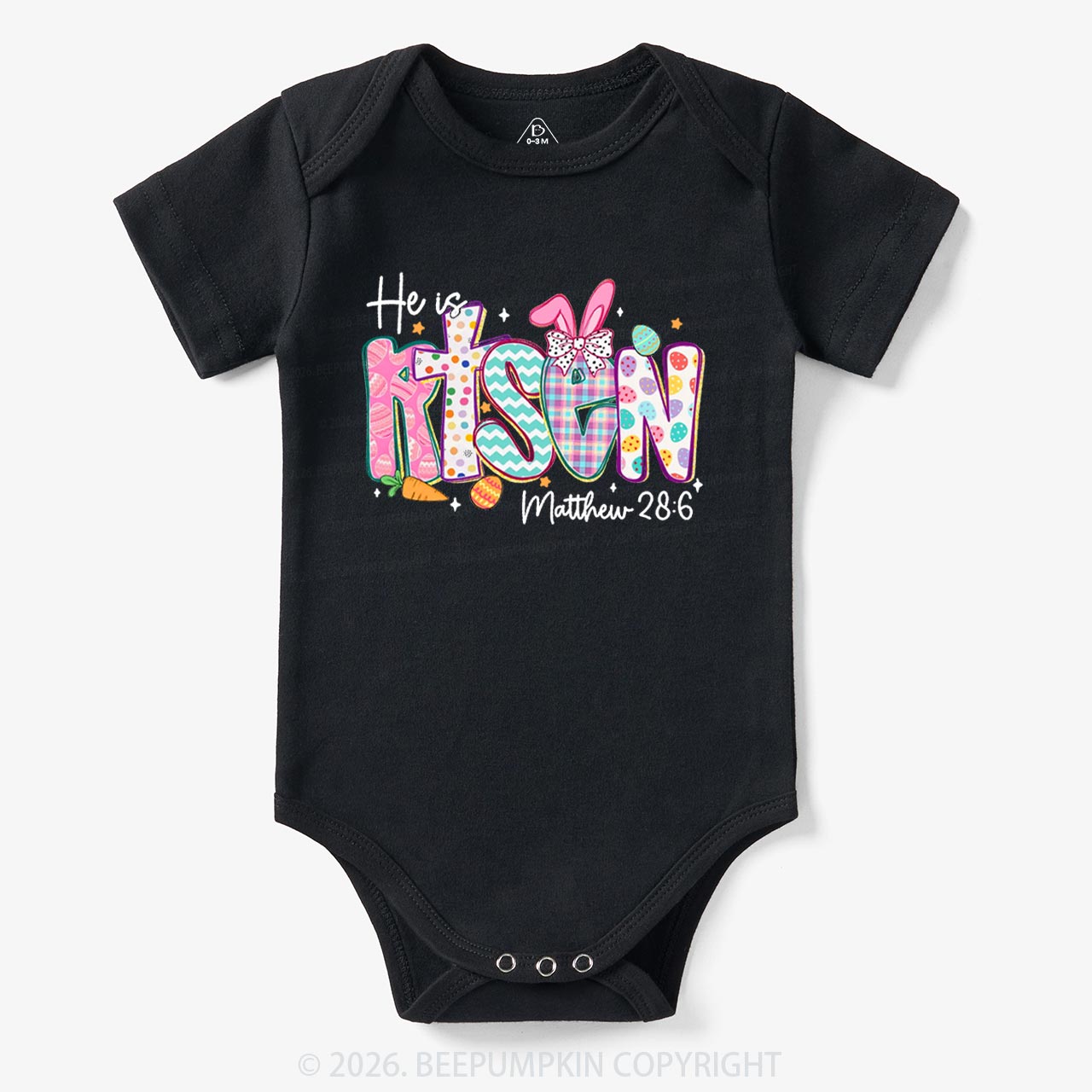 He Is Risen Christian Easter Bodysuit