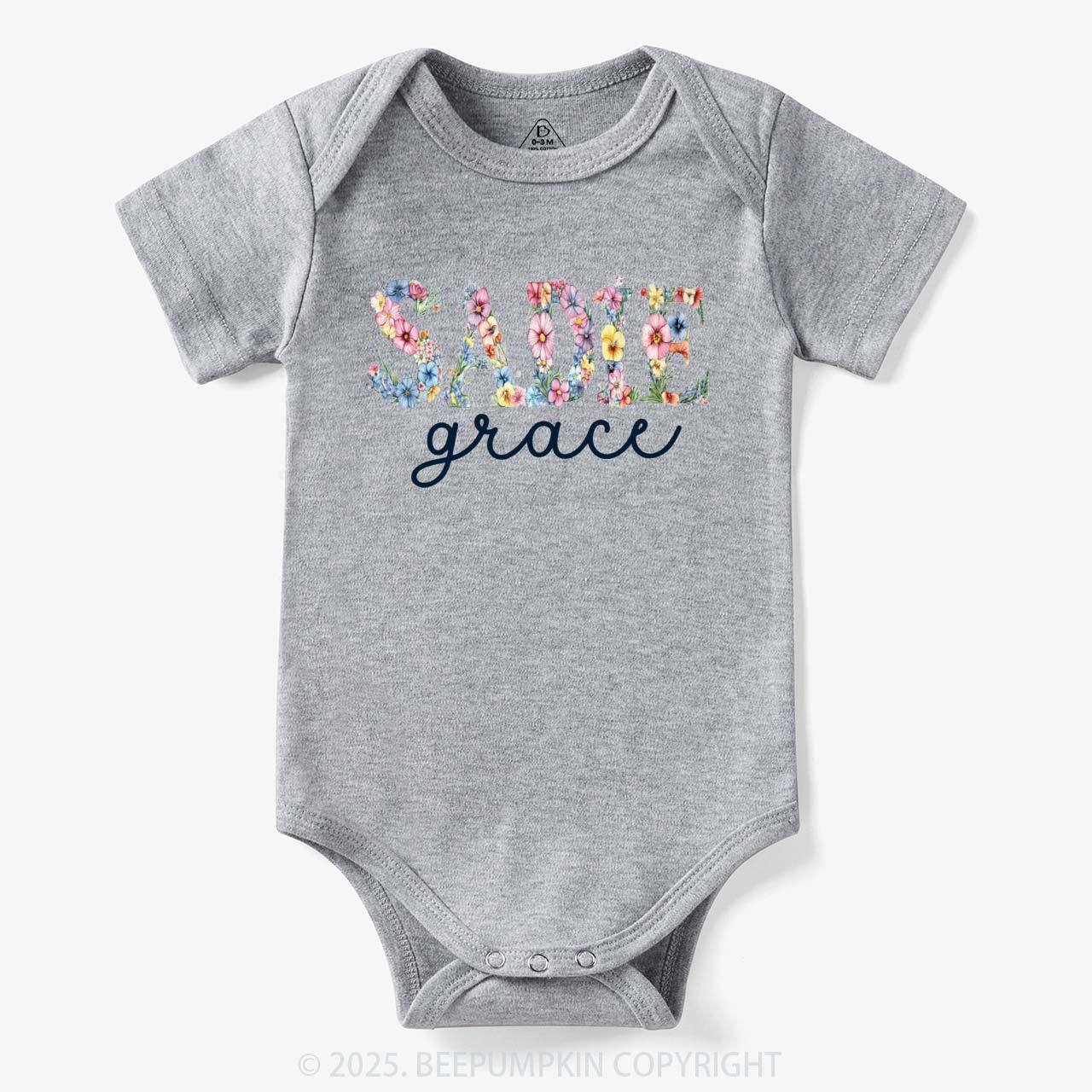Personalized Floral Name Bodysuit Beepumpkin