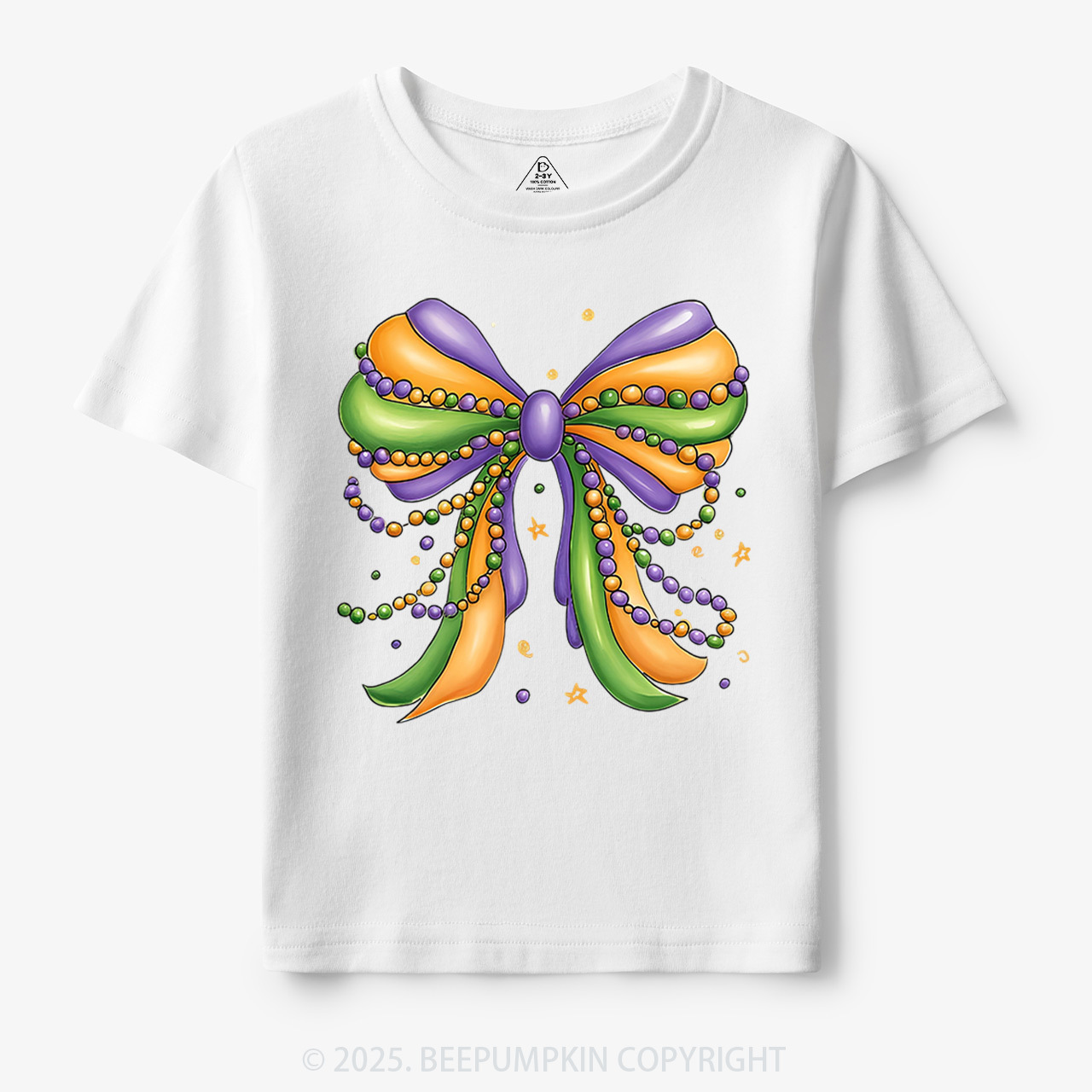 Mardi Gras Ribbon Bow Toddler&Kid's Tees Beepumpkin