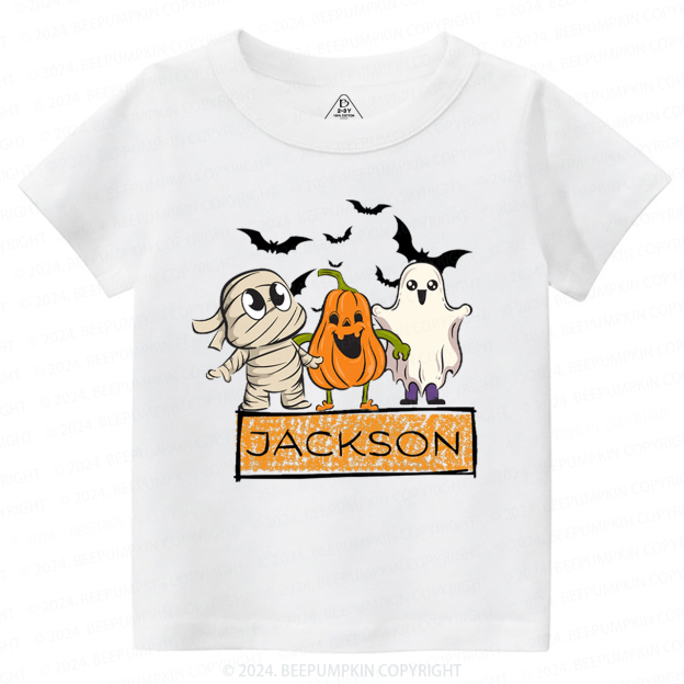 Personalized Name Halloween Bandage Ghost Toddler&Kids Tees 