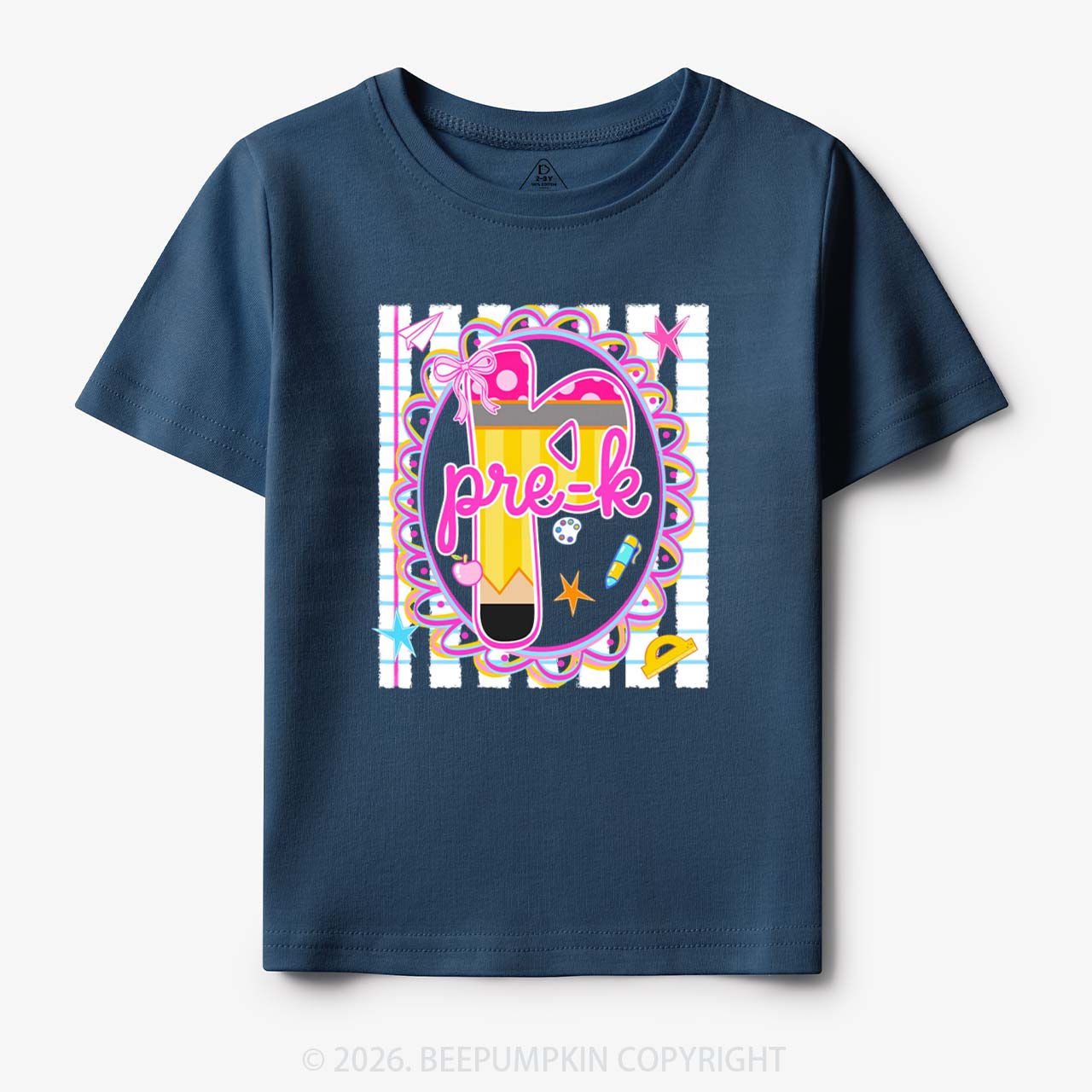Personalized Pink Gingham Stripes Back To School Toddler&Kid's Tees