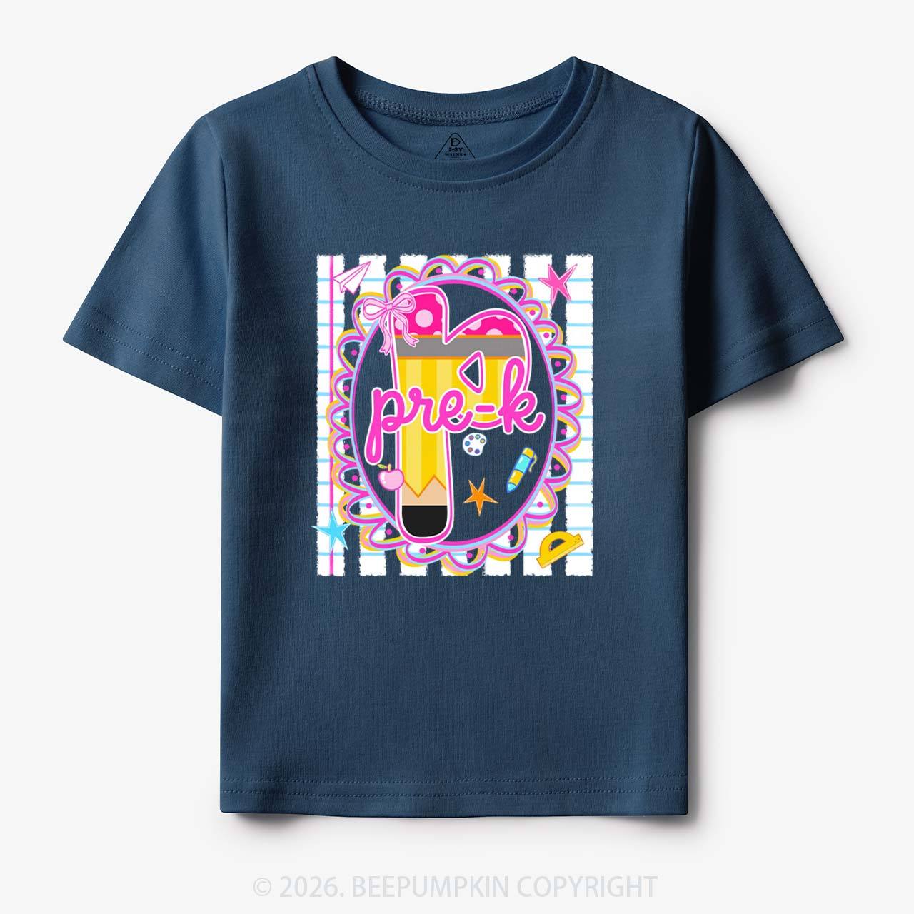 Personalized Pink Gingham Stripes Back To School Toddler&Kid's Tees