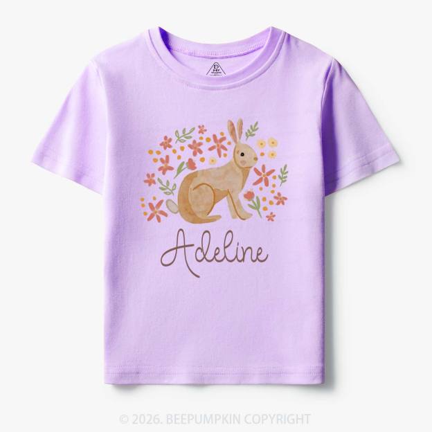 Personalized Watercolor Bunny Blooms Toddler&Kid's Tees