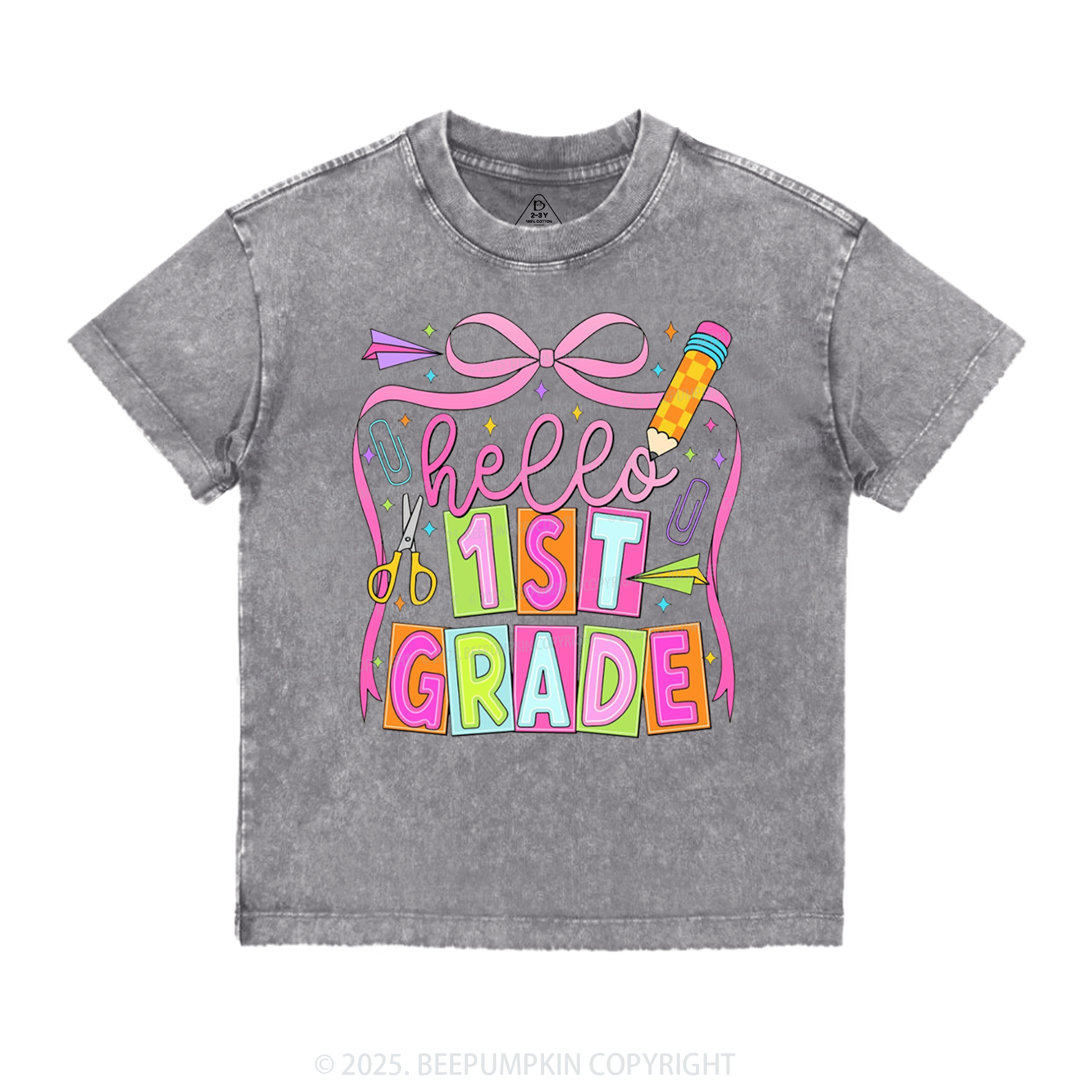 Hello 1st Grade Toddler&Kids Washed Tees