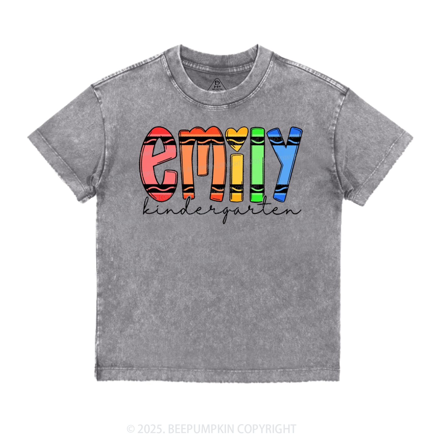 Personalized Colored Crayon Name Toddler&Kids Washed Tees
