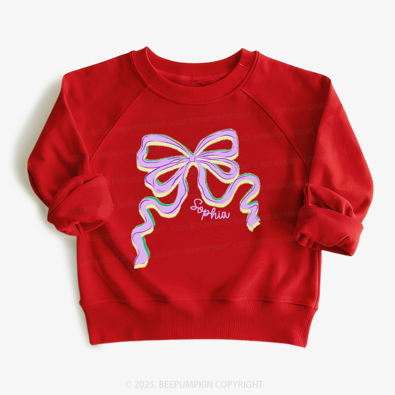 Personalized Sugar Bow Mardi Gras Kid's Sweatshirt
