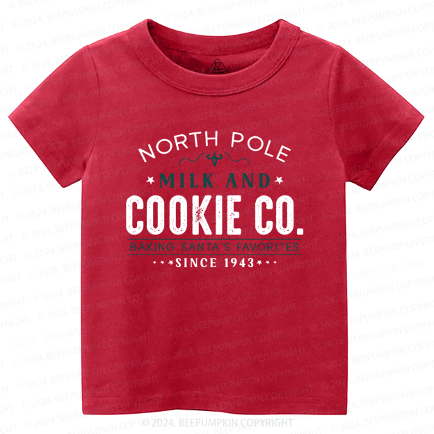 North Pole Milk And Cookie Company Christmas Toddler&Kids Tees 