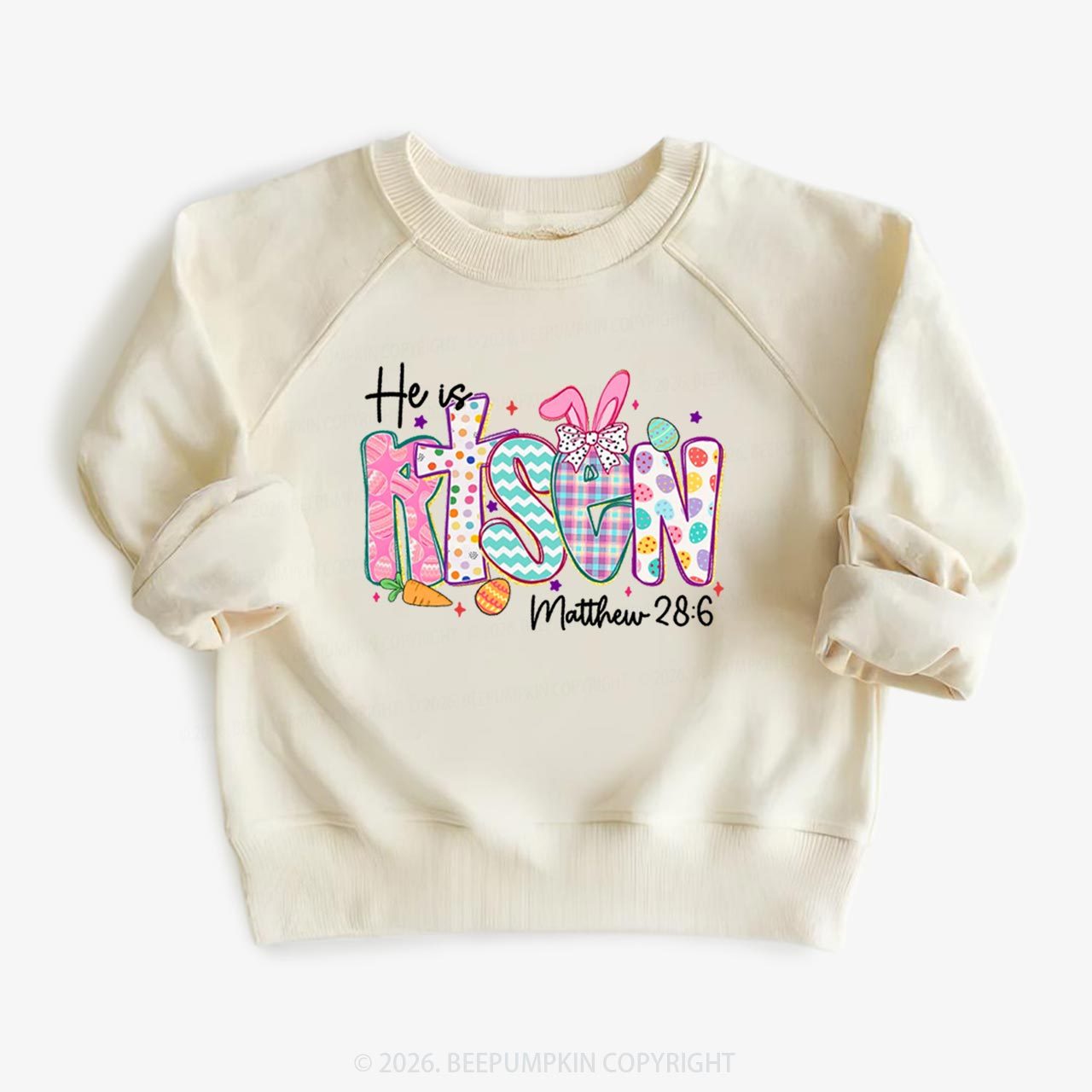 He Is Risen Christian Easter Kid's Sweatshirt