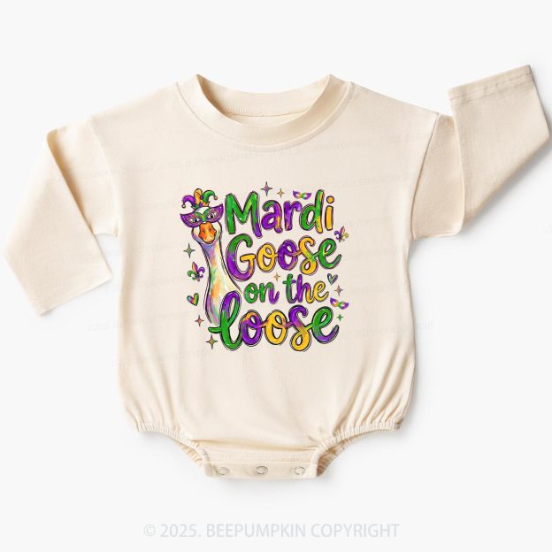 Mardi Gras Goose Baby Bubble Romper Beepumpkin