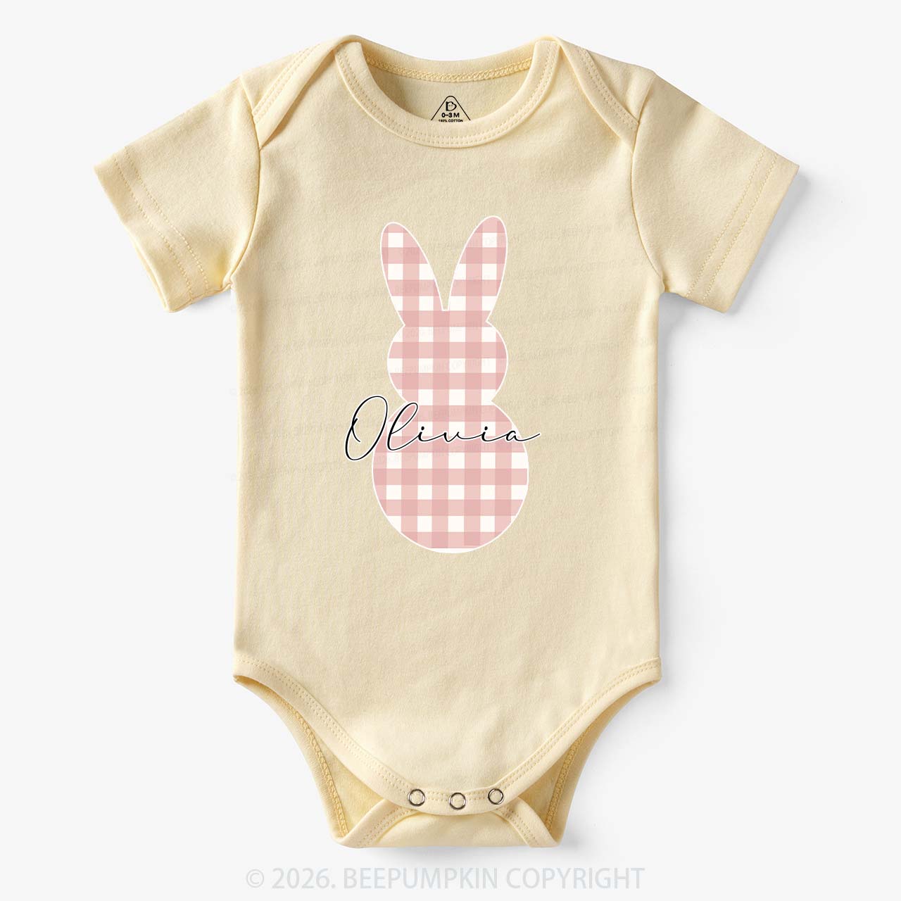 Personalised Easter Petit Gingham Bunny Bodysuit