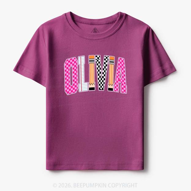 Personalized Name Retro School Preppy Toddler&Kid's Tees
