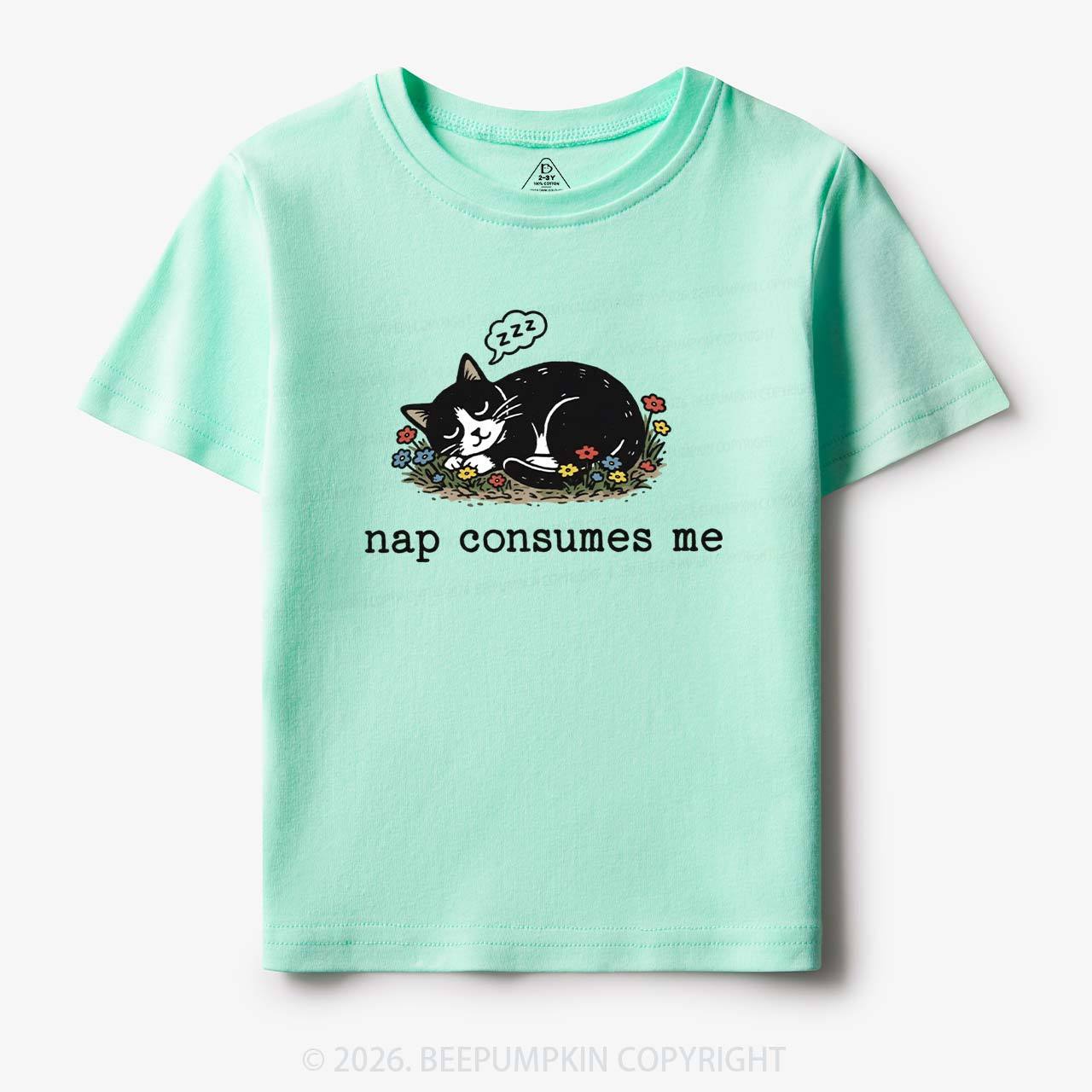 Funny Cat Meme Nap Consumes Me Toddler&Kid's Tees