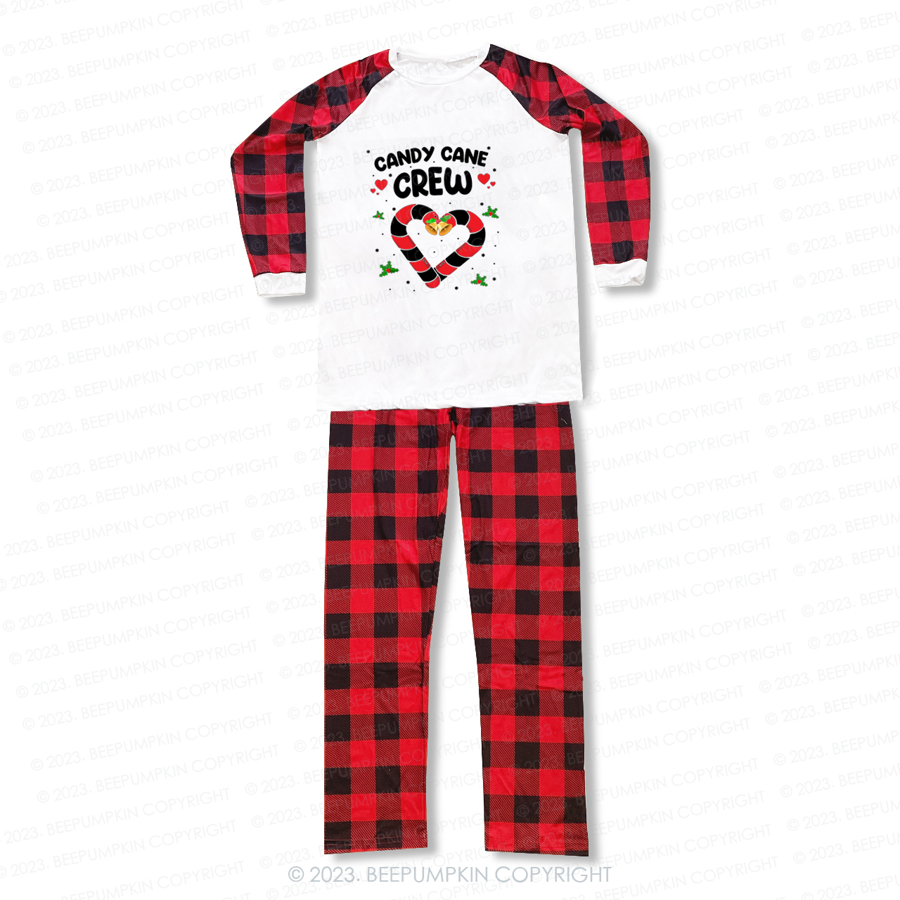 Candy Cane Crew Sweat Heart Matching Family Pajamas