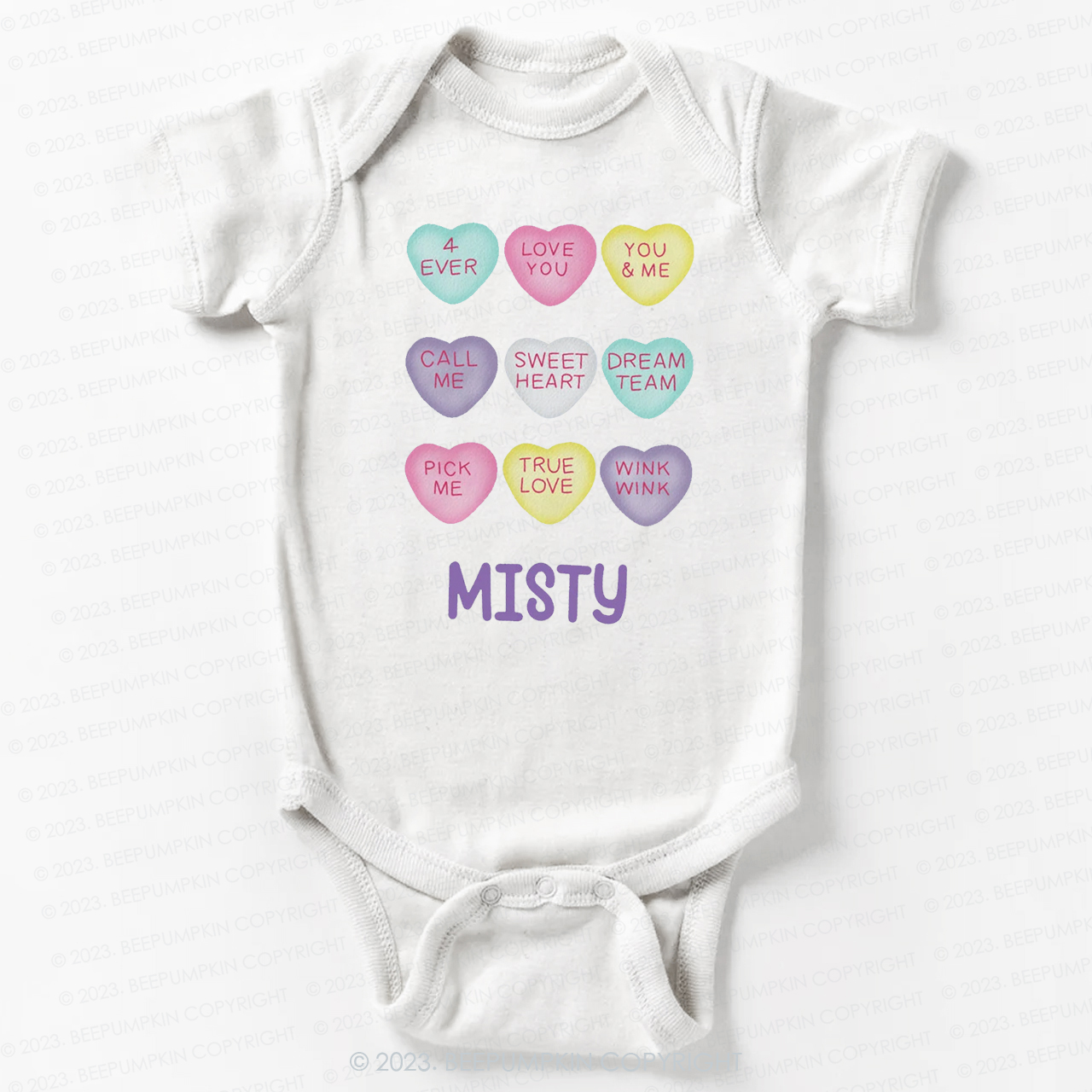 Personalized Colourful Valentine Heart Bodysuit For Baby