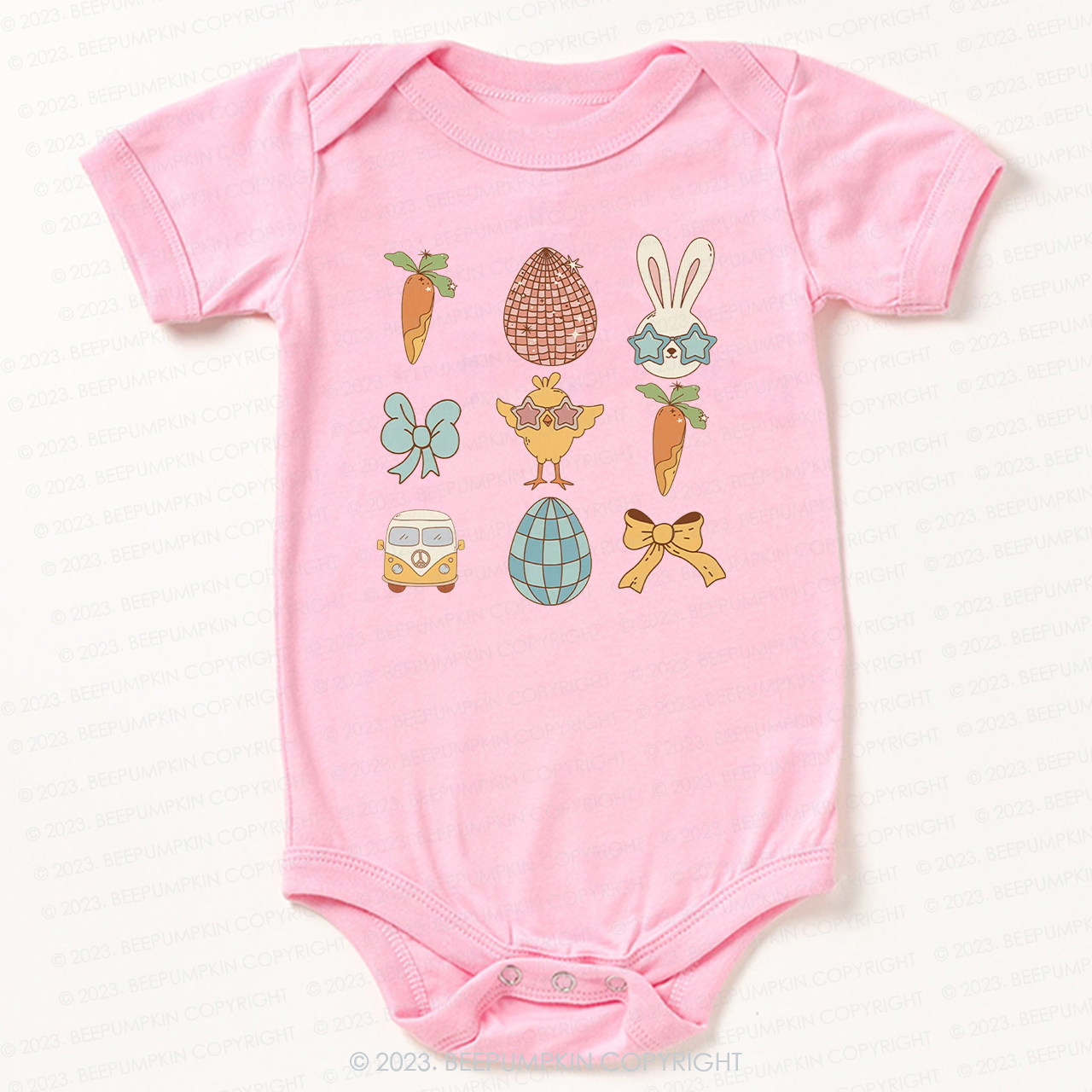 Kids Easter Carrot Car Bow Bodysuit For Baby