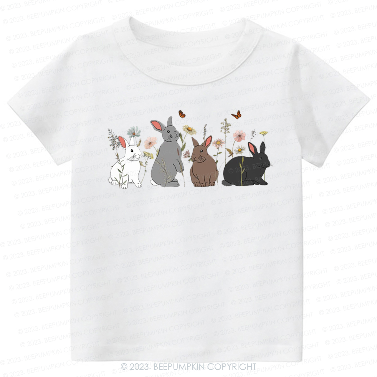 Floral Butterfly Bunny Easter -Toddler Tees