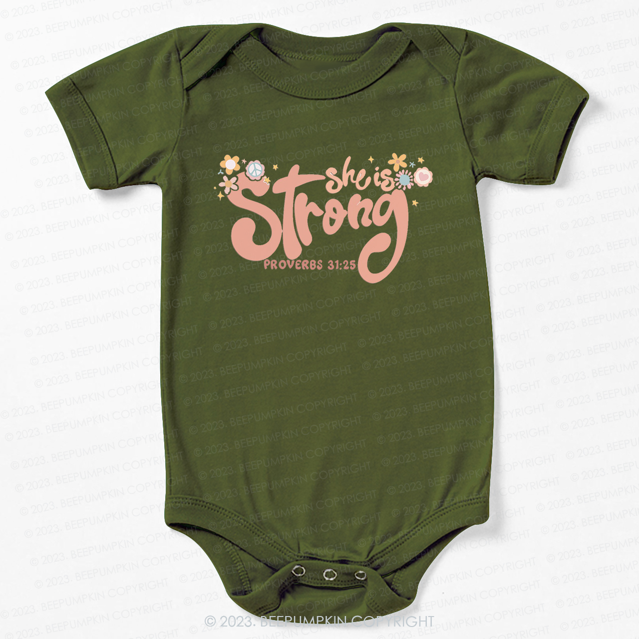 She is Strong Proverbs 31:25 Bodysuit For Baby