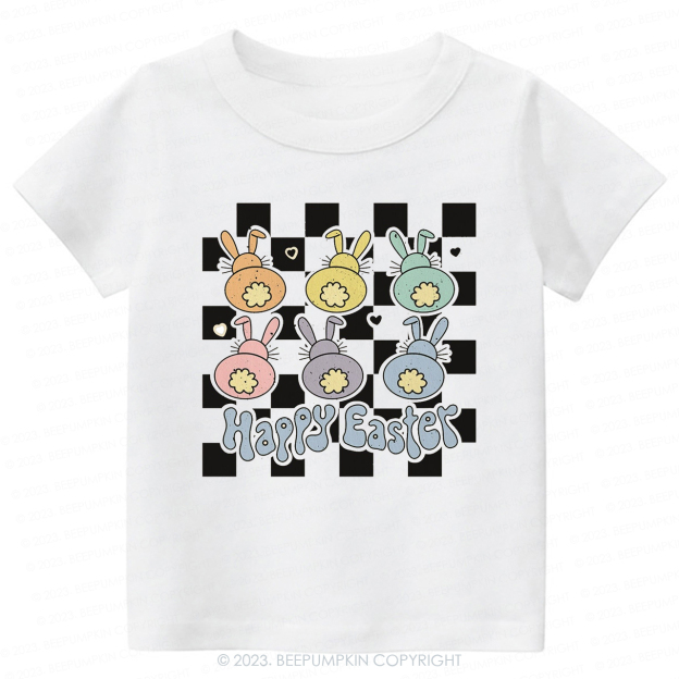 Happy Easter Checkered Bunnies-Toddler Tees