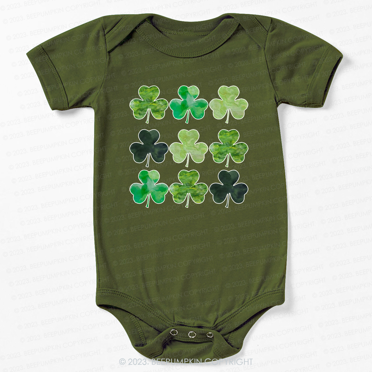 Watercolor Clovers St.Patricks Day Bodysuit For Baby