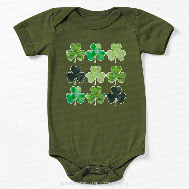 Watercolor Clovers St.Patricks Day Bodysuit For Baby