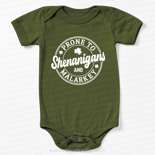 Prone To Shenanigans And Malarkey St.Patricks Day Bodysuit For Baby