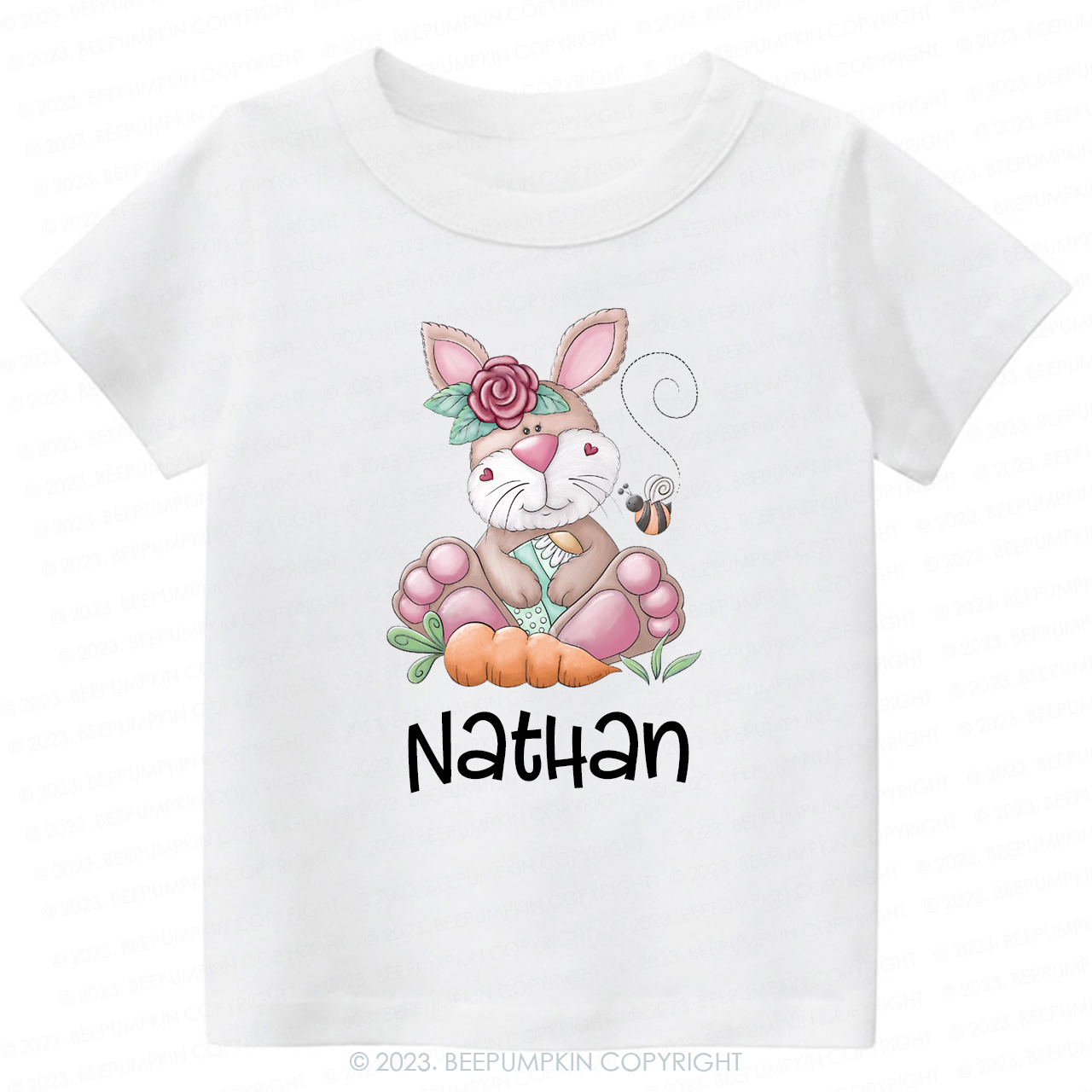 Personalized Spring Happy Bunny Easter Toddler Tees