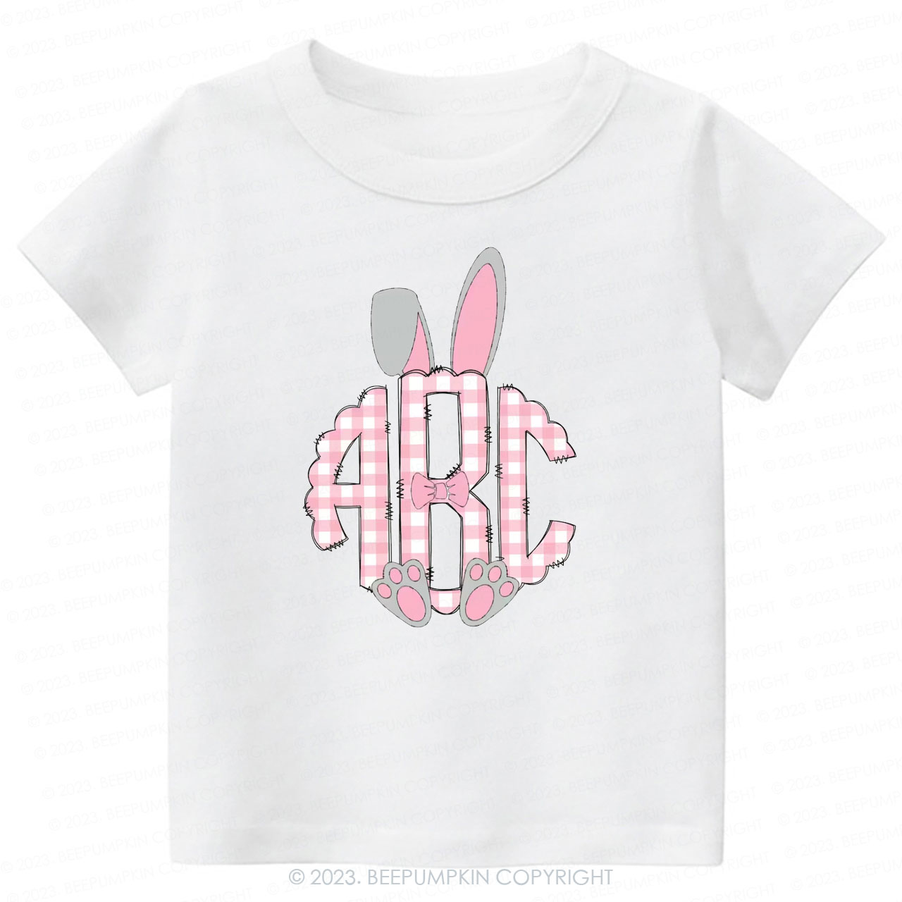 Pink Easter Bunny Ears Monogram Easter Toddler Tees