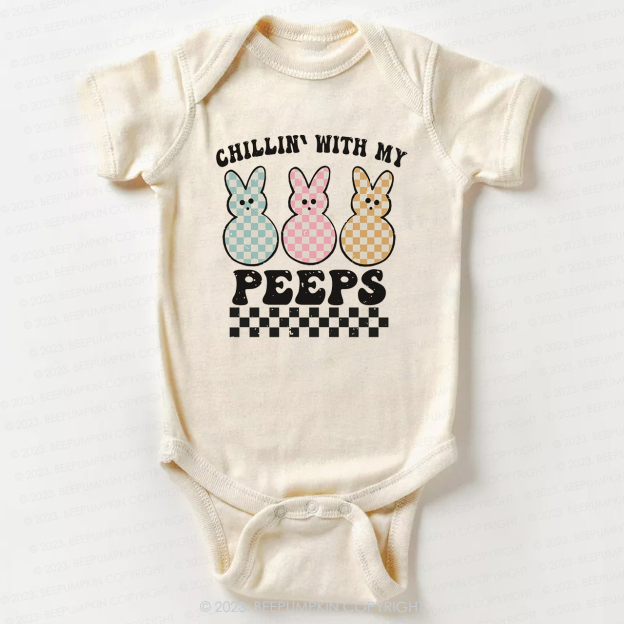 Chillin' With My Peeps Retro Kids Easter Bodysuit For Baby