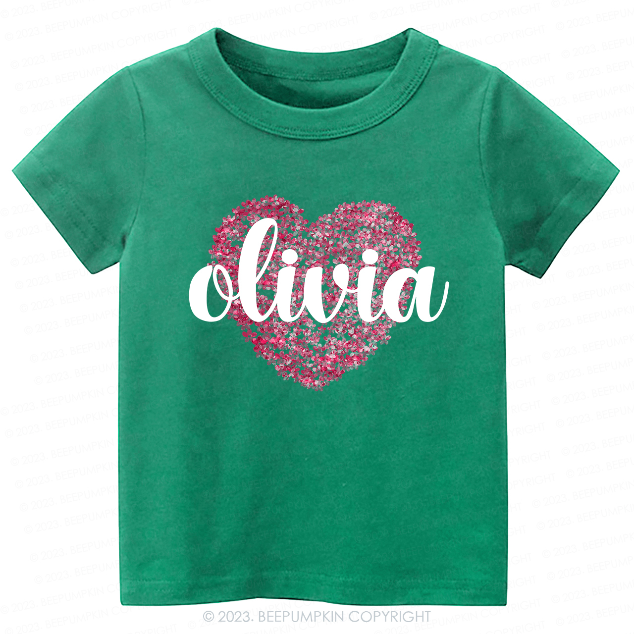 Personalized Floral Valentines Day Kids Tees