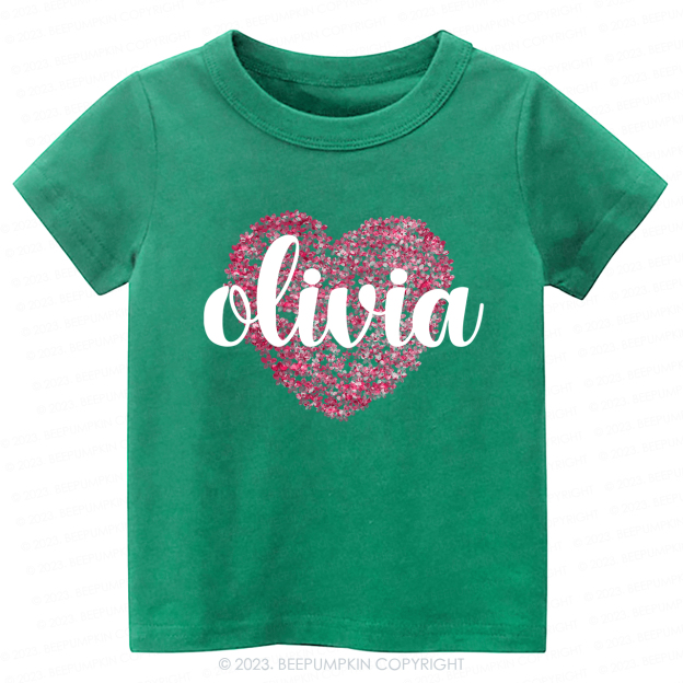 Personalized Floral Valentines Day Kids Tees