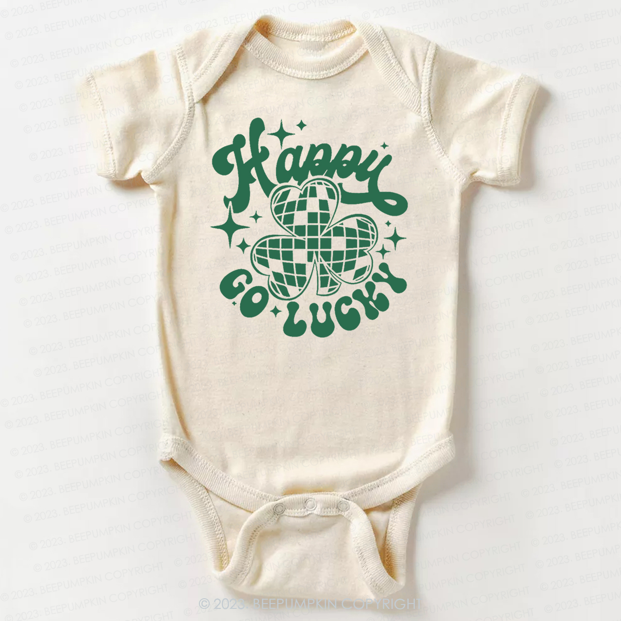 Checkerboard Happy Go Lucky St.Patricks Day Bodysuit For Baby