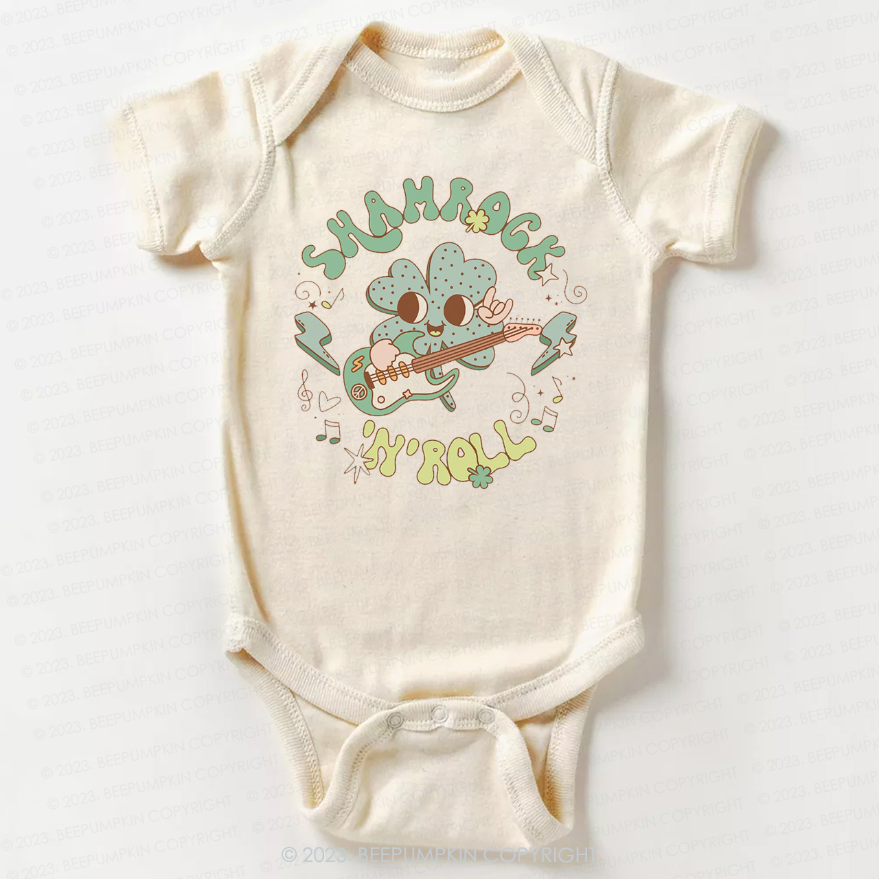 Shamrock N' Roll St.Patricks Day Bodysuit For Baby