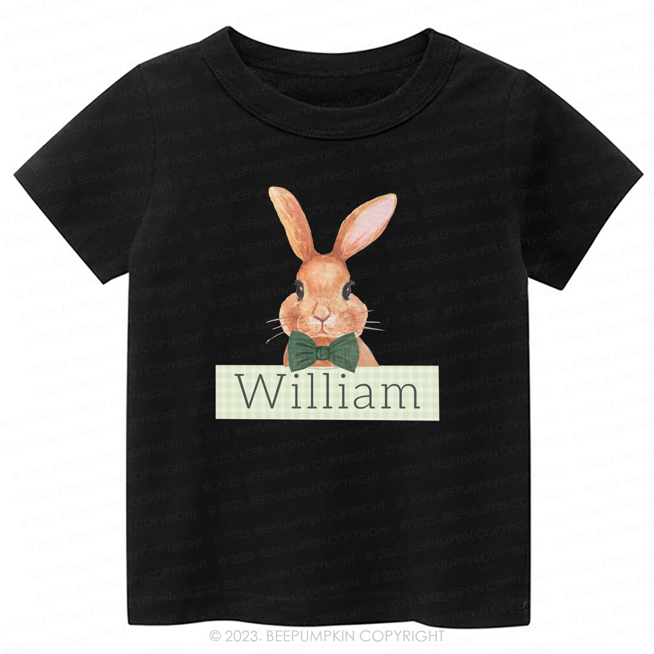 Easter Bunny Green Gingham Name -Toddler Tees