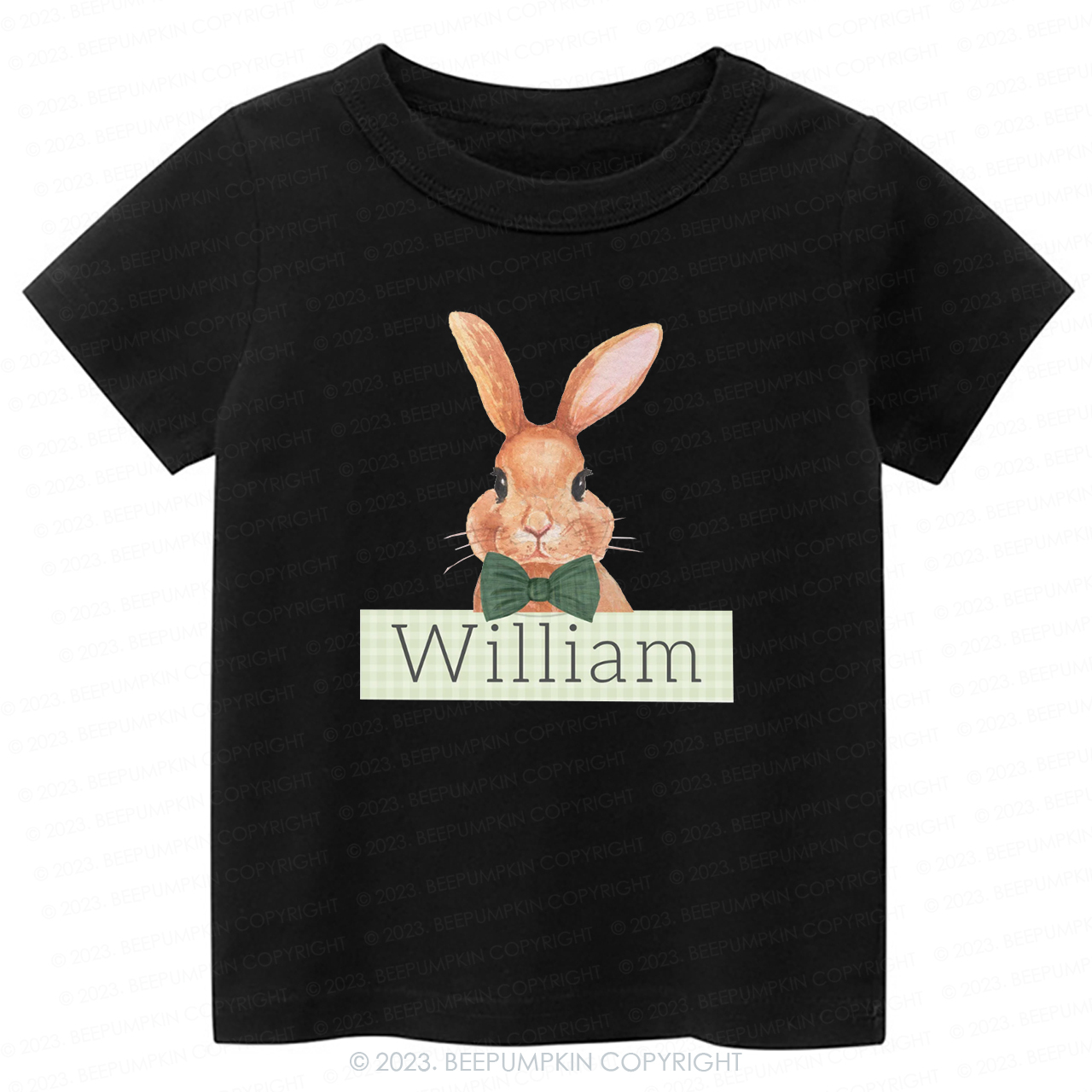 Easter Bunny Green Gingham Name -Toddler Tees