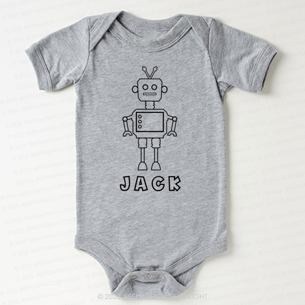 Personalized Robot coloring Bodysuit For Baby