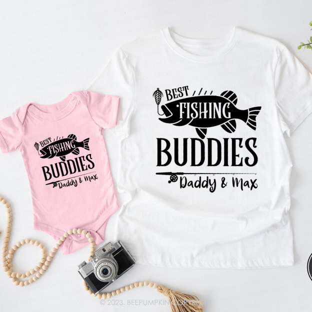 Personalized Best Fishing Buddies Dad & Me Matching T-Shirts