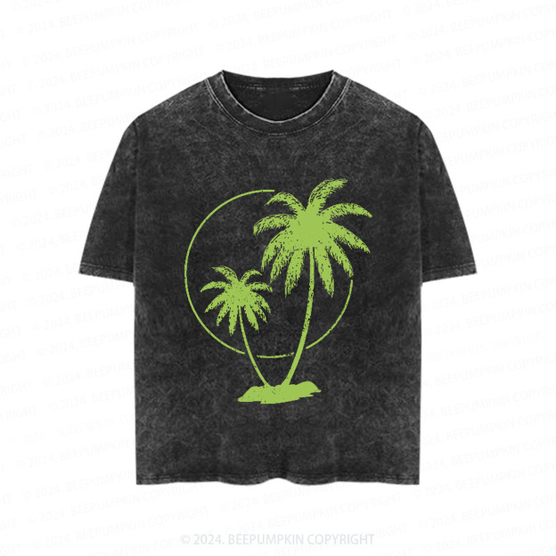 Palm Trees With Sun Toddler&Kids Washed Tees         