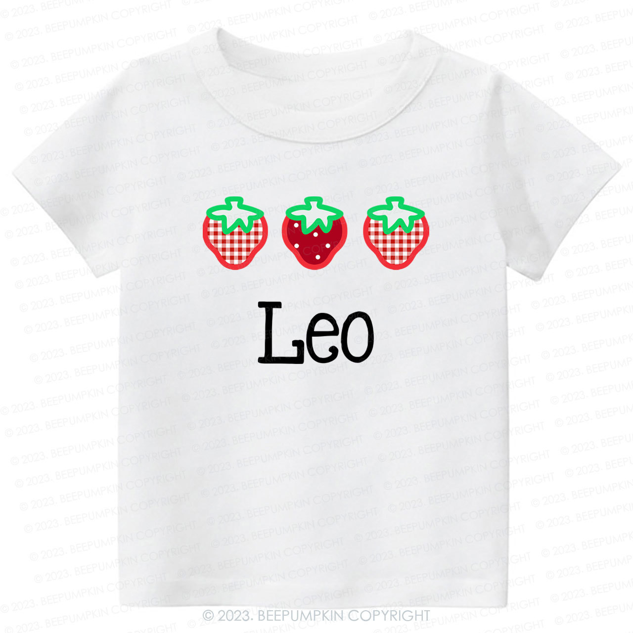 Strawberry Picking Applique Shirt For Kids