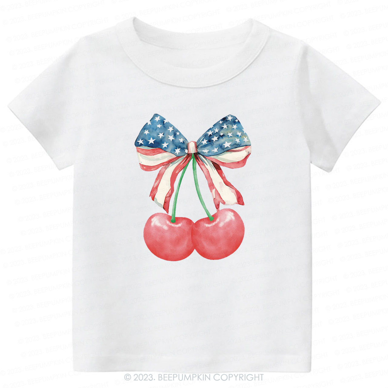 Cherries with American Bow Shirt For Kids