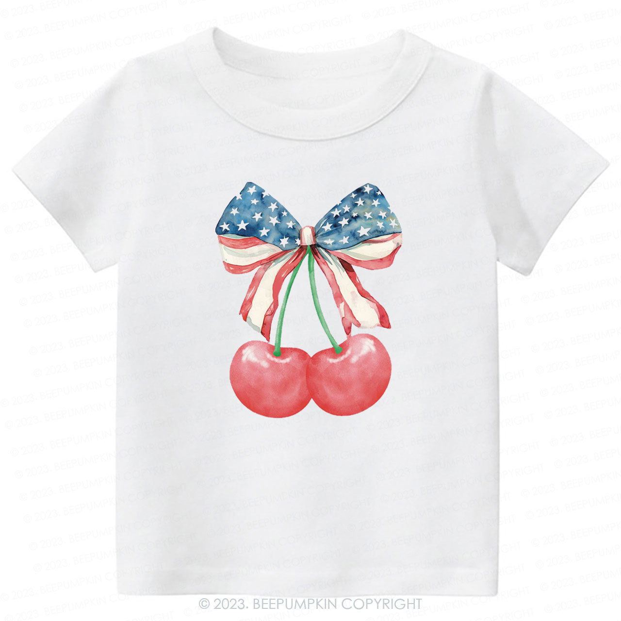 Cherries with American Bow Shirt For Kids