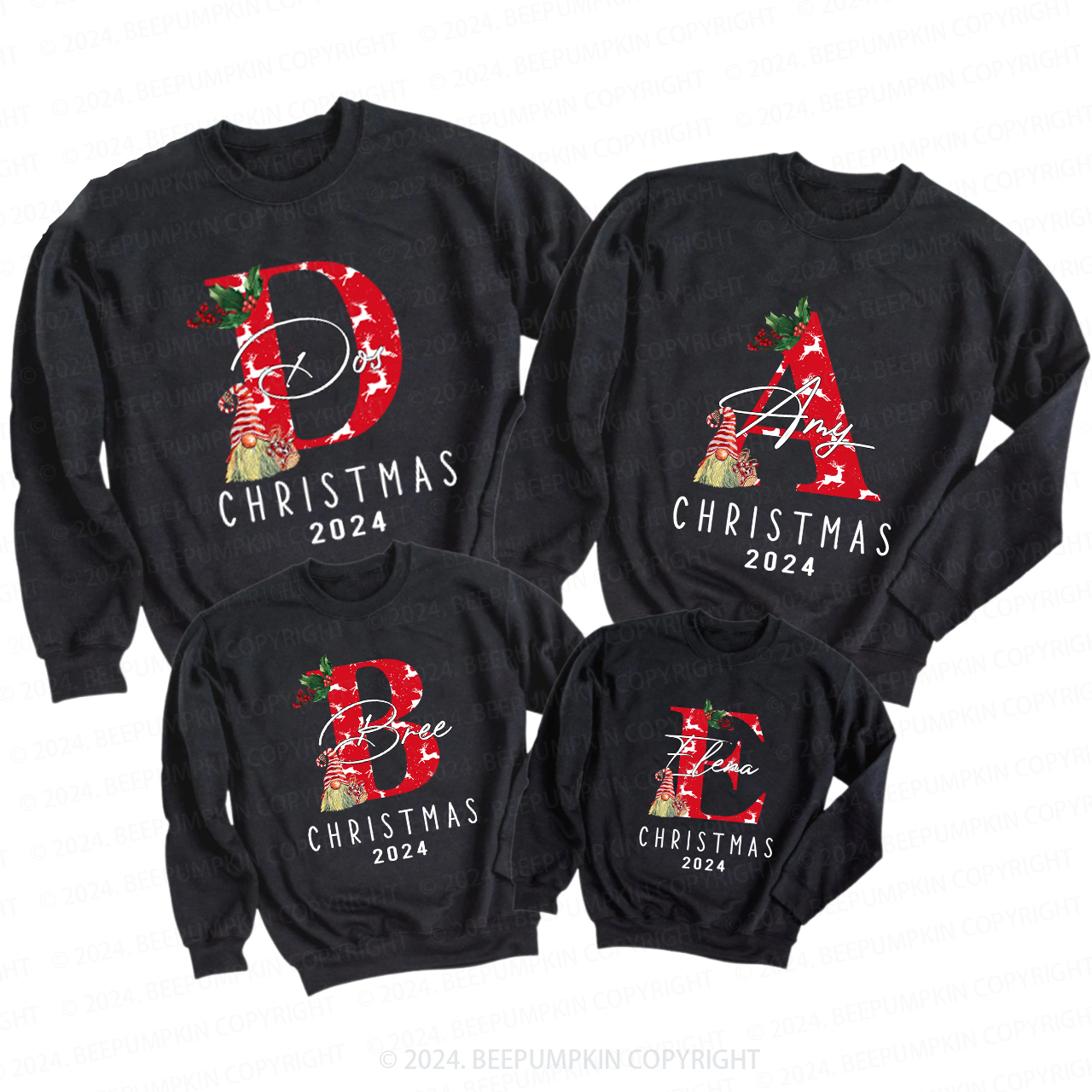 Personalized Monogrammed Family Christmas Gift Sweatshirts