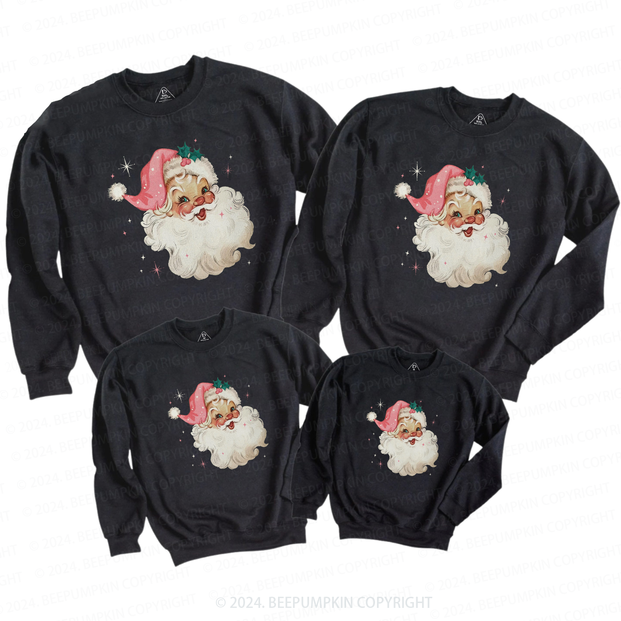 Retro Pink Santa Christmas  Family Christmas Sweatshirt